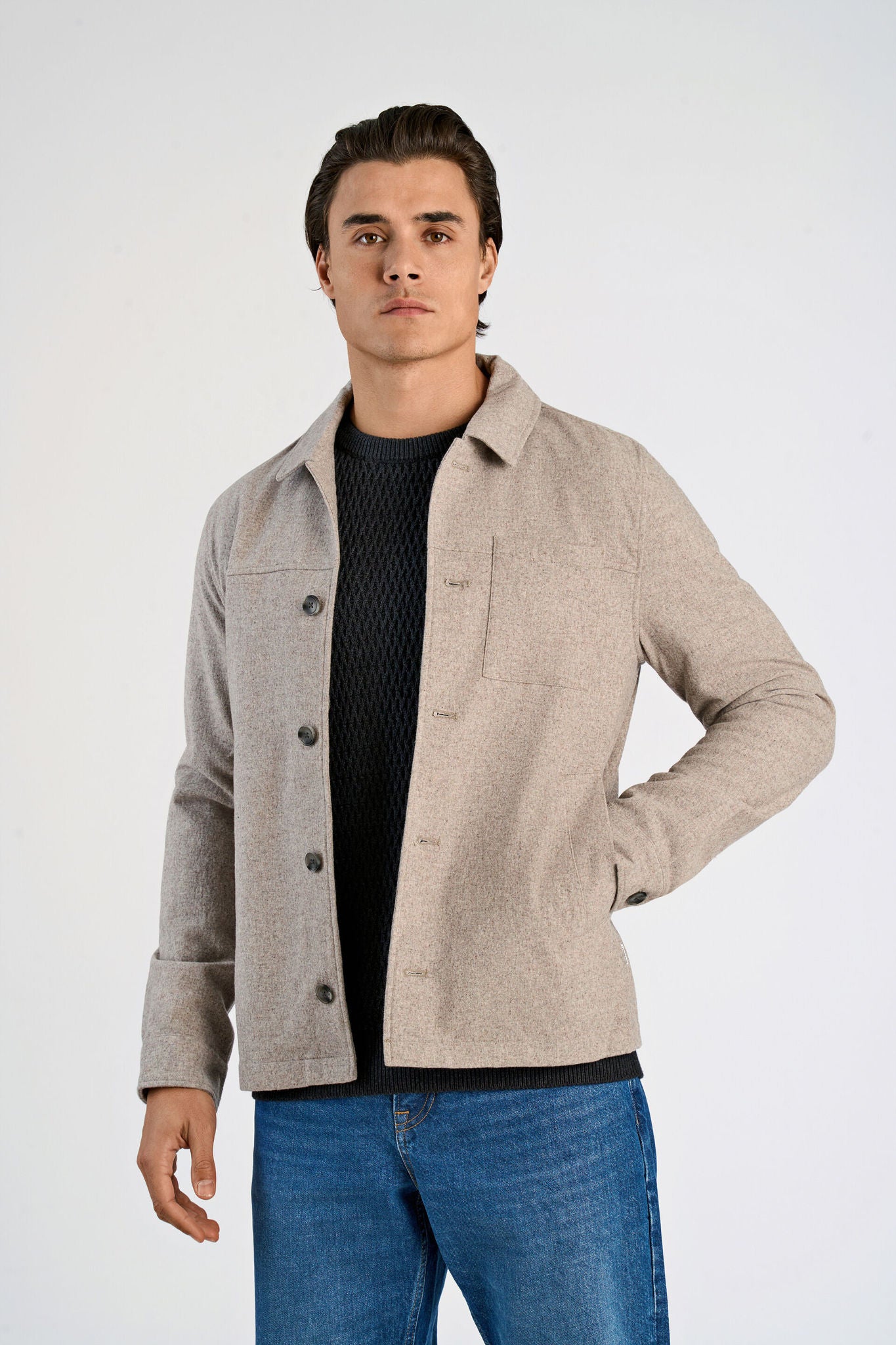 LINDBERGH Strech Fabric Wool Overshirt