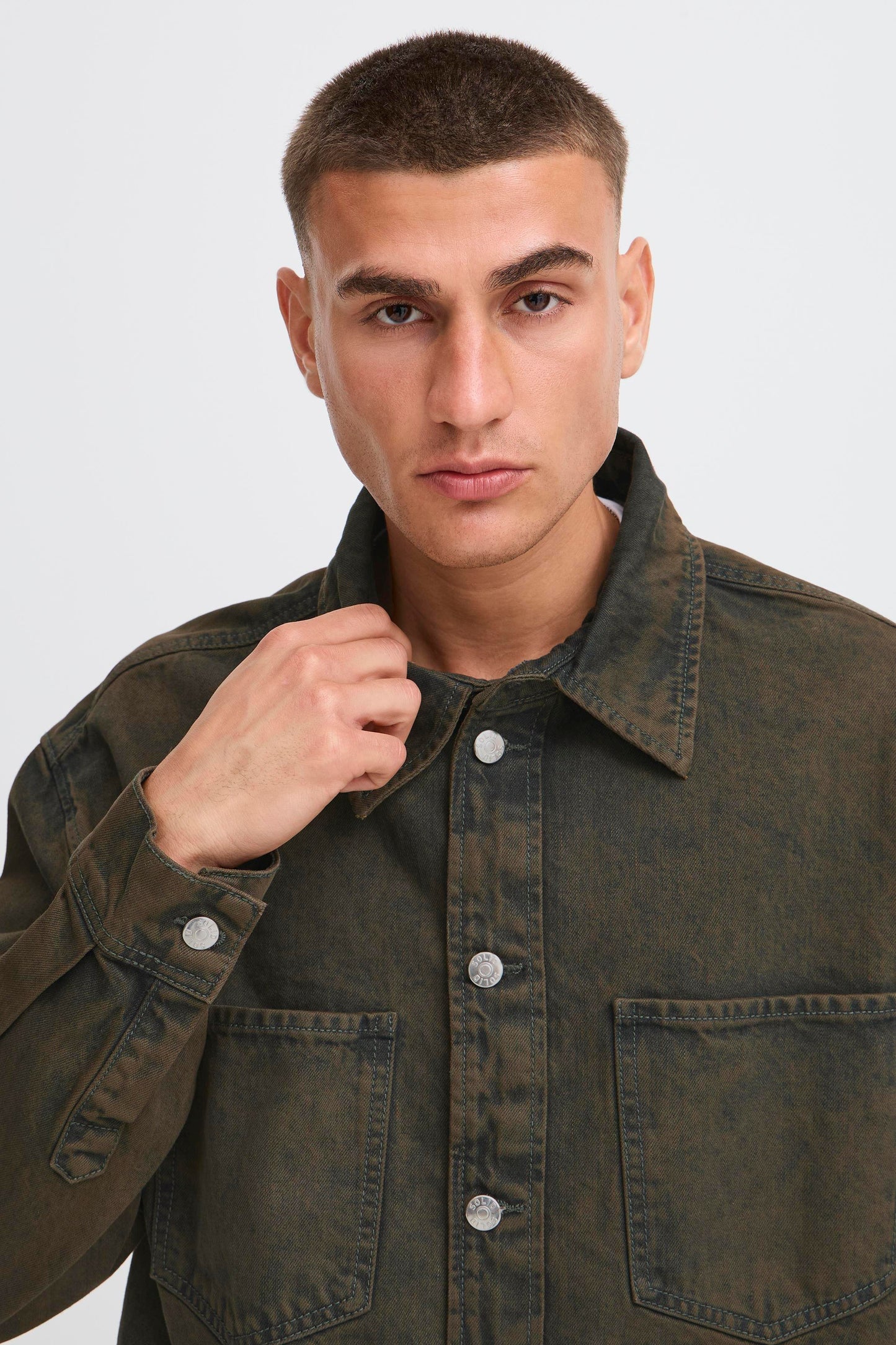 Solid Rip Denim Dyed Overshirt