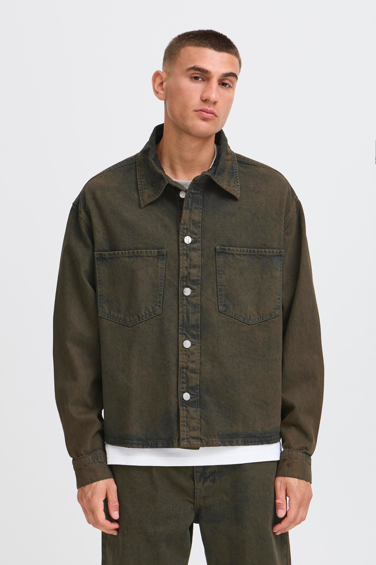 Solid Rip Denim Dyed Overshirt