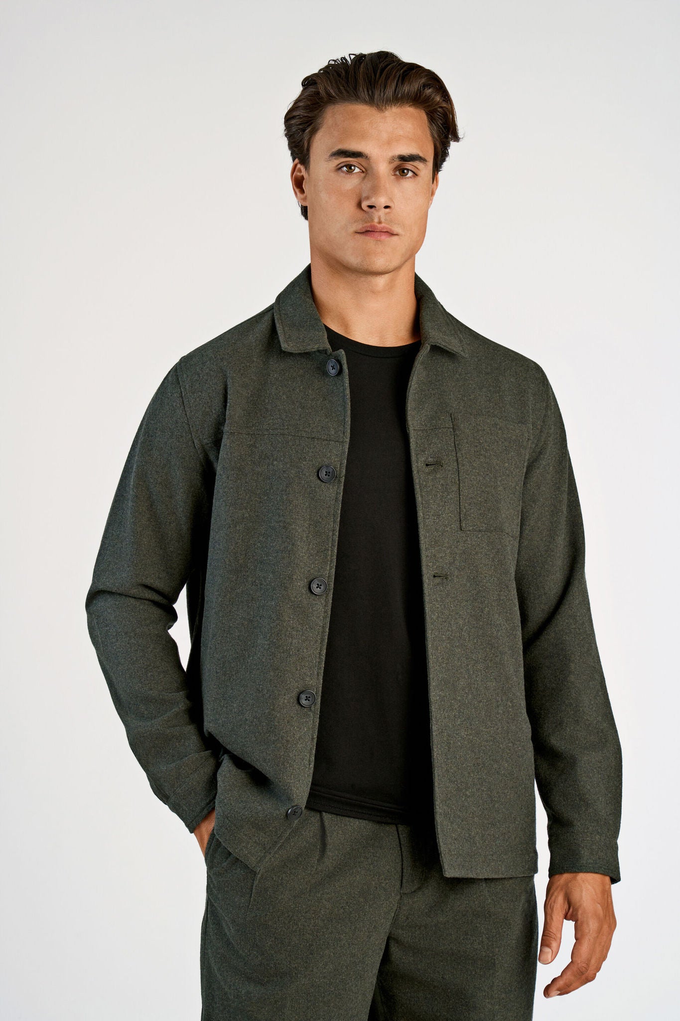 LINDBERGH Strech Fabric Wool Overshirt