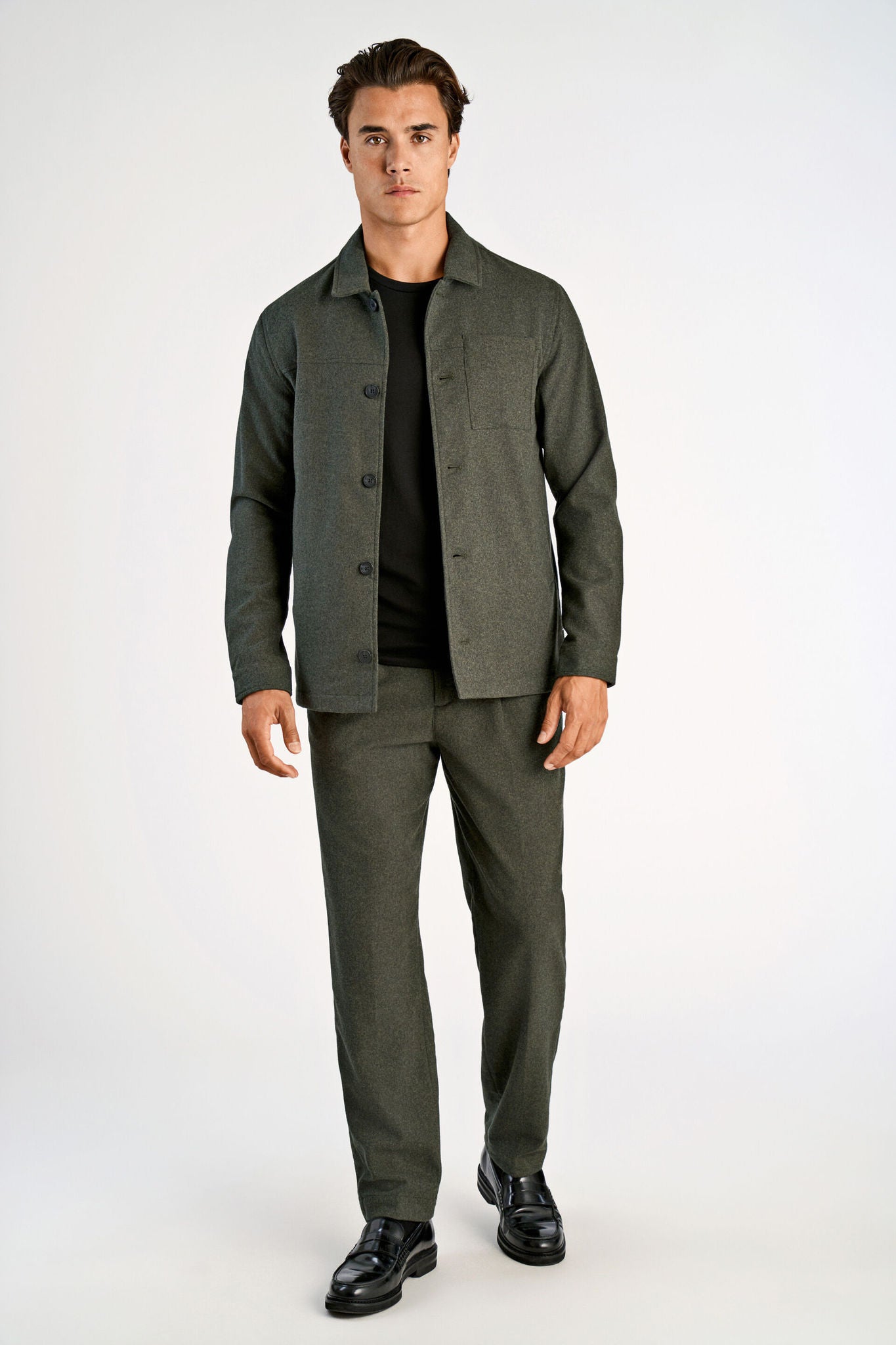 LINDBERGH Strech Fabric Wool Overshirt